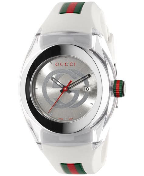 gucci sync unisex swiss white striped rubber strap watch|Gucci Sync Quartz Rubber Watch, 45mm .